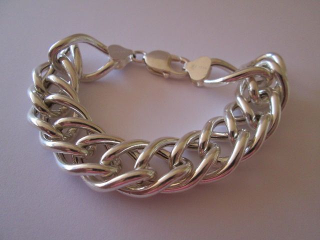 KA 1772 925 STERLING SILVER ITALY WIDE ROPE CHAIN BRACELET ...